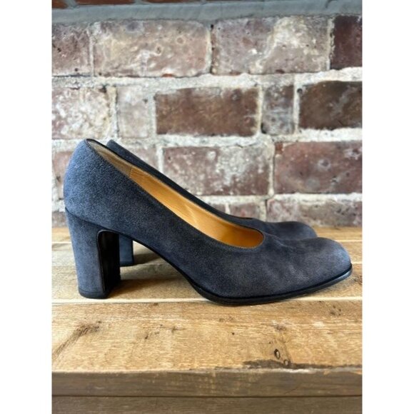 Coach Women's Naomi Gray Suede Pumps Stacked Block Heel Round Toe Size 9 - Picture 1 of 12